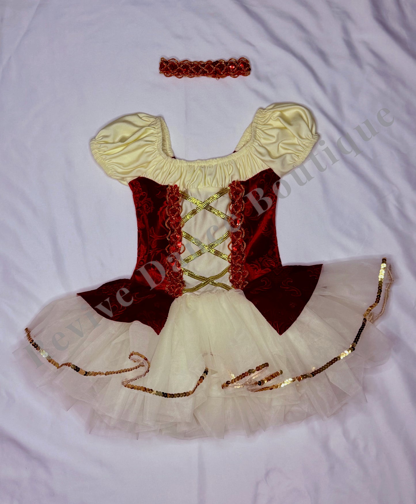 A Wish Come True Tutu Costume – Burgundy/Ivory/Gold – CS