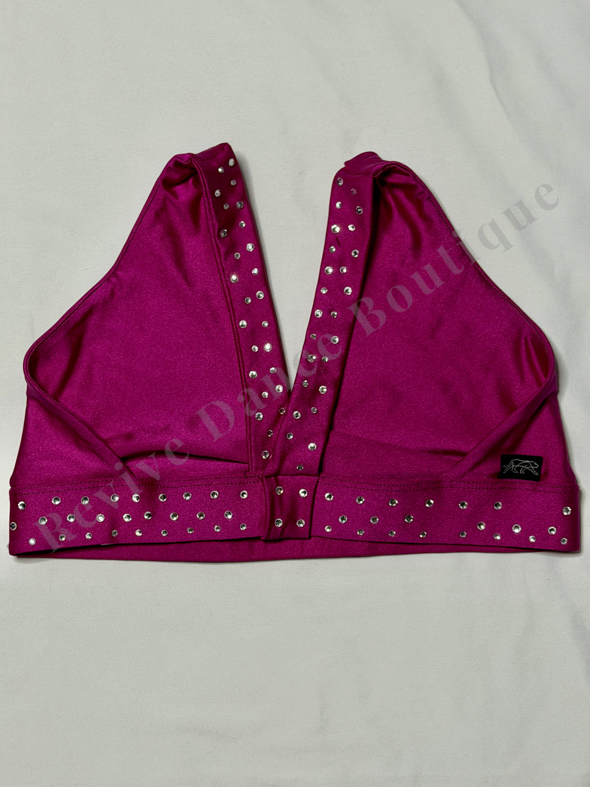 Tiger Friday Rhinestone V-Neck Dance Top – Magenta – AM