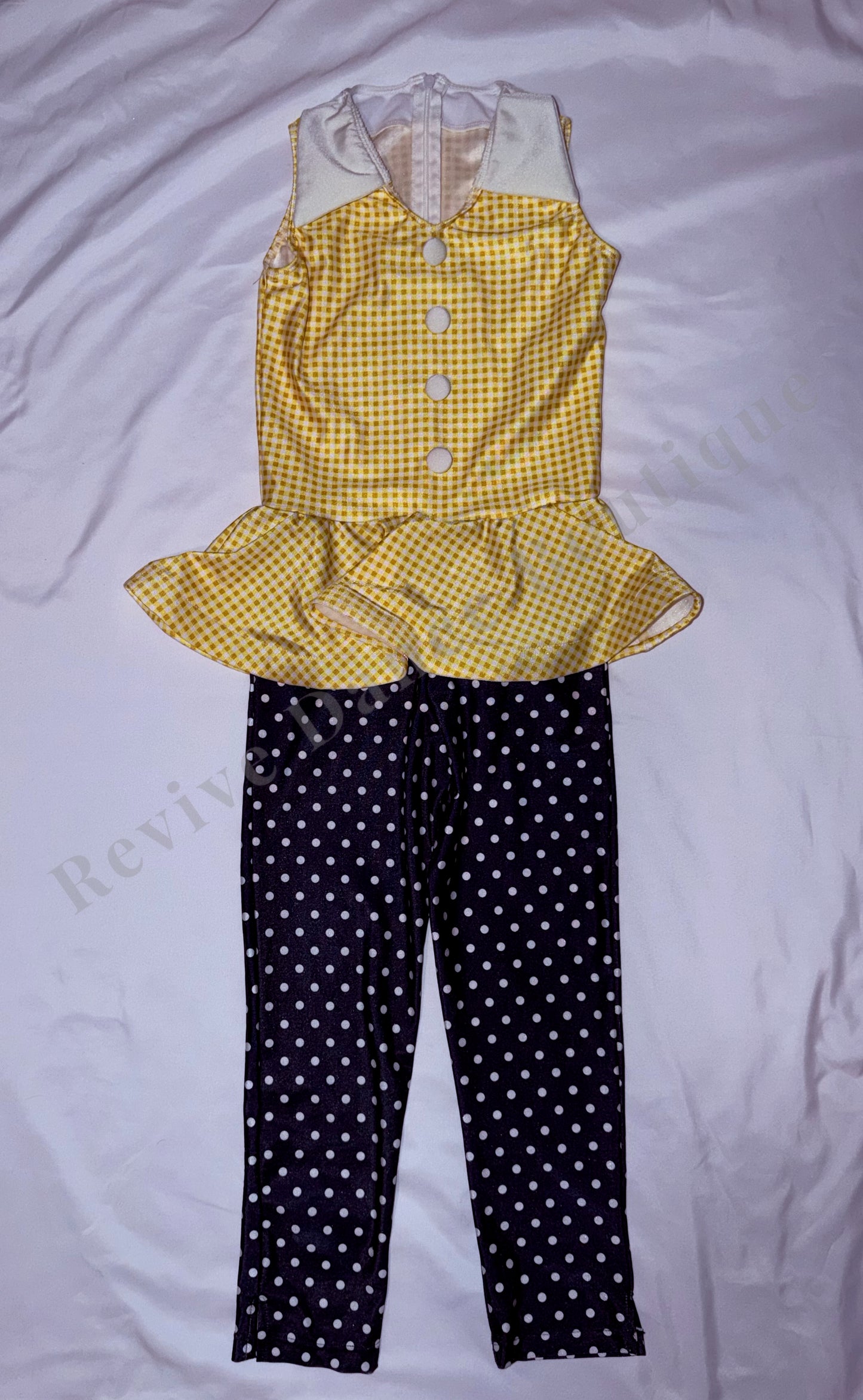 Revolution Dancewear Polka Dot Performance Costume – Yellow/Blue – CM