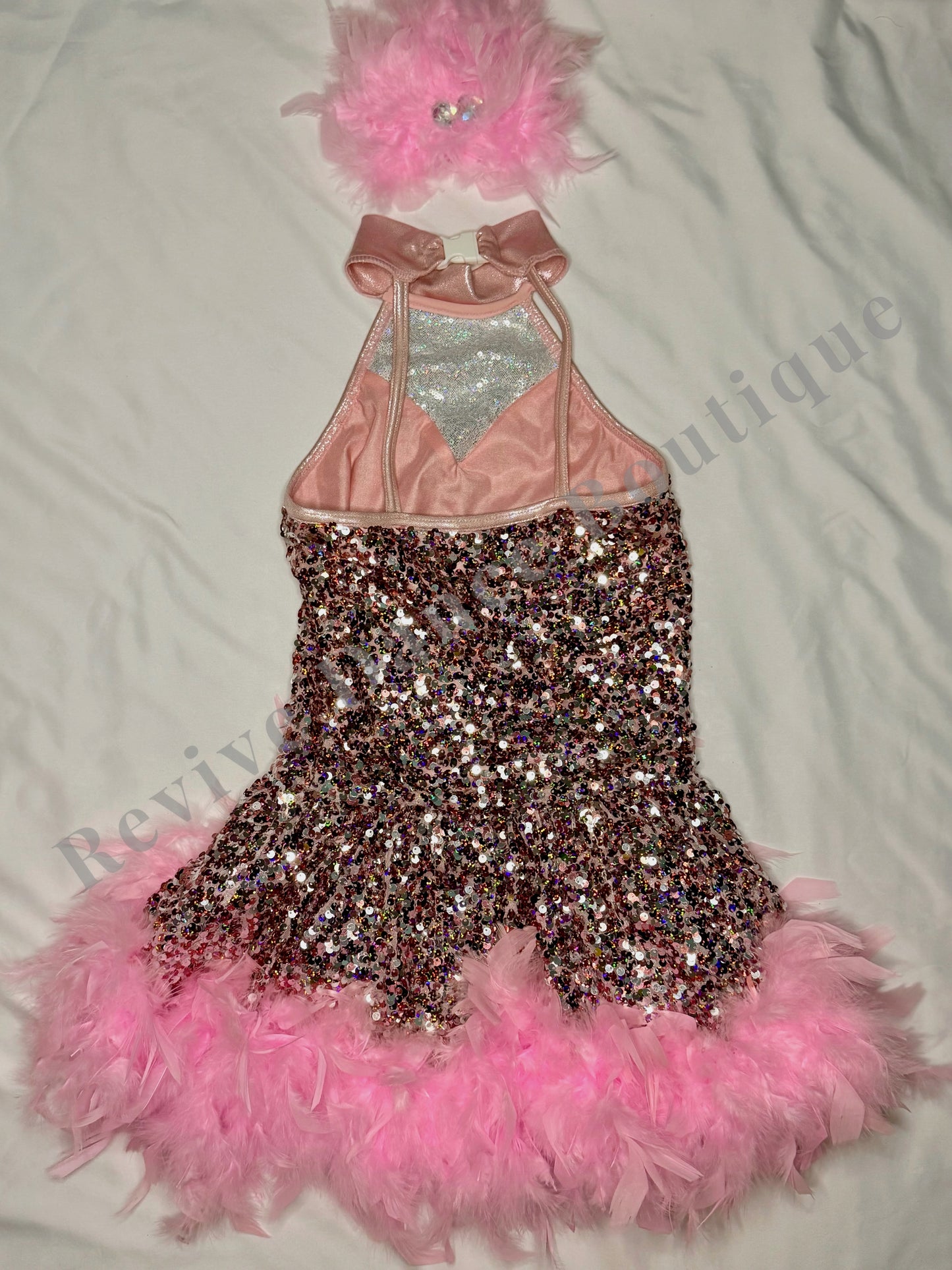 Weissman Sequin & Feather Costume – Blush Pink – CM