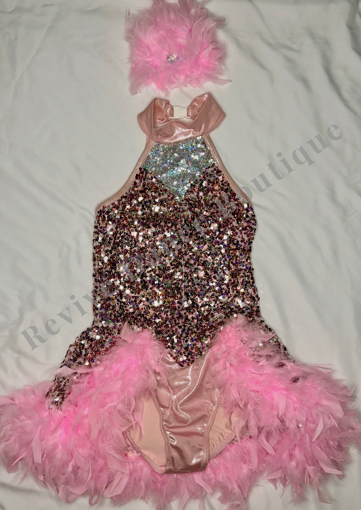 Weissman Sequin & Feather Costume – Blush Pink – CM