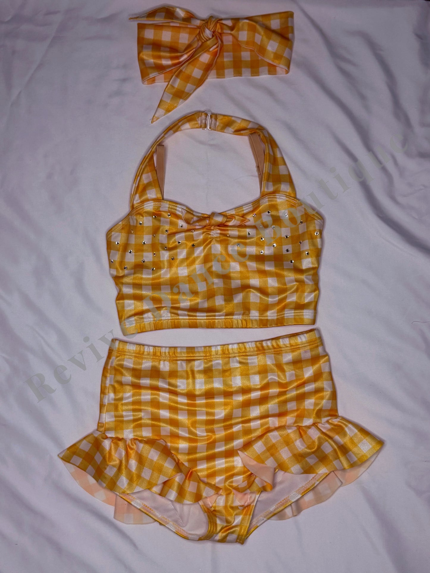 Weissman Gingham Two-Piece Costume – Yellow/White – CM