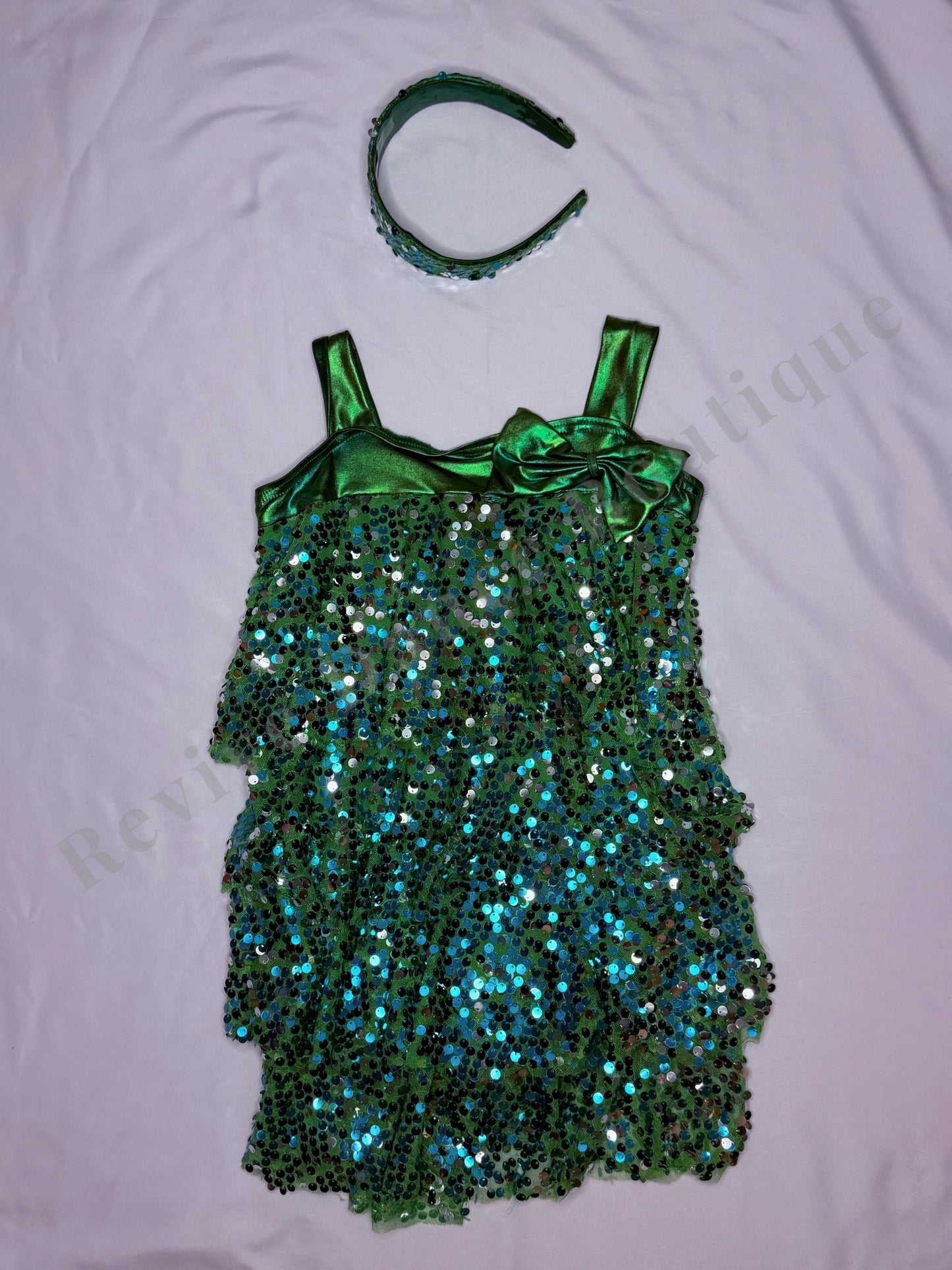 Weissman Sequin Bow Performance Dress – Green – CL