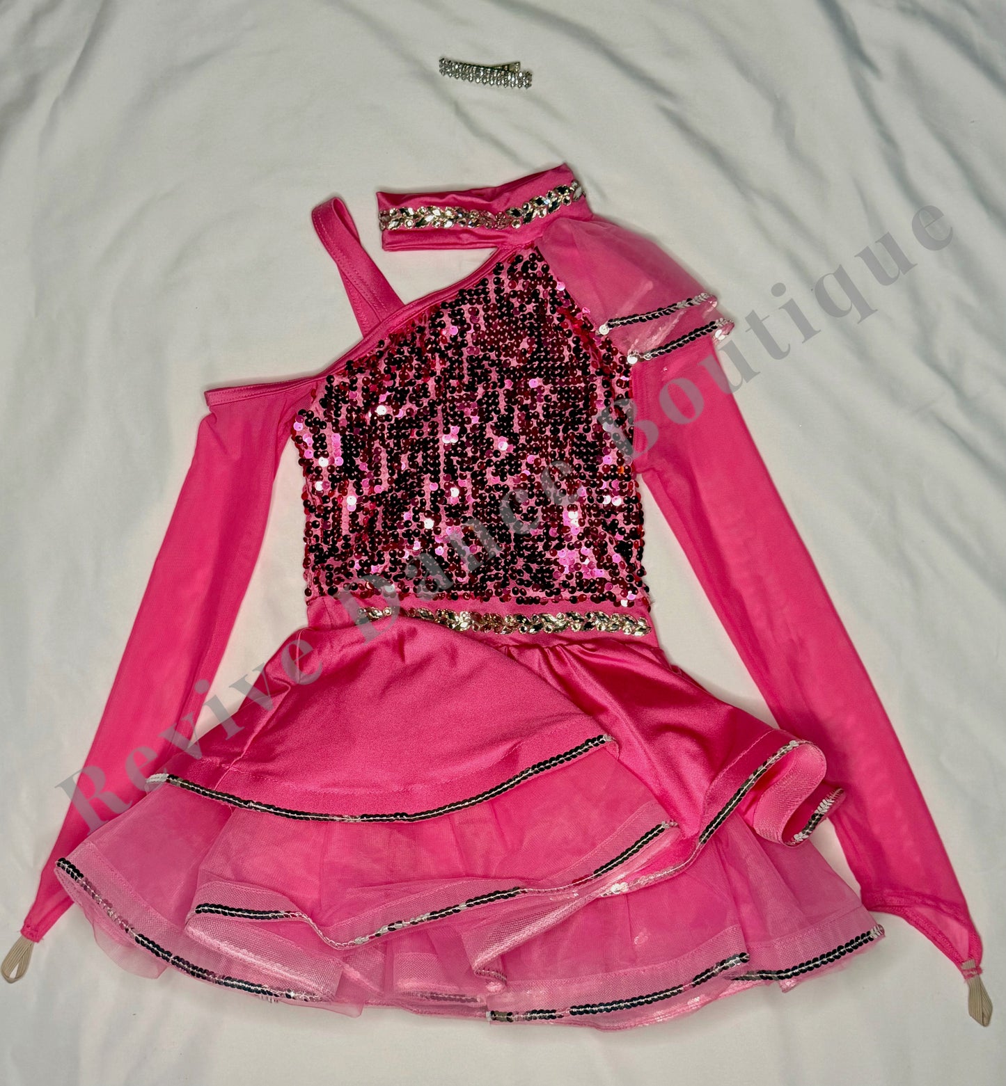 Weissman Sequin One-Shoulder Dress – Hot Pink – CL