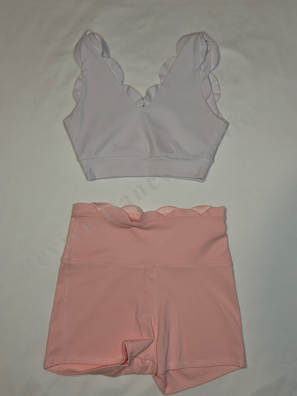 Tiger Friday Scallop Top & Shorts Set – White/Blush – AXS/AS