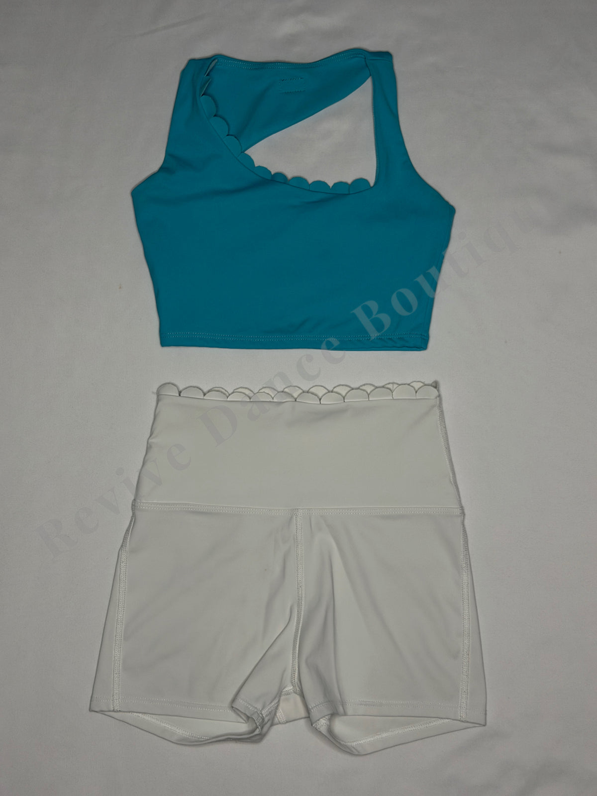 Tiger Friday Asymmetrical Top & Shorts Set – Teal/White – AXS/AS