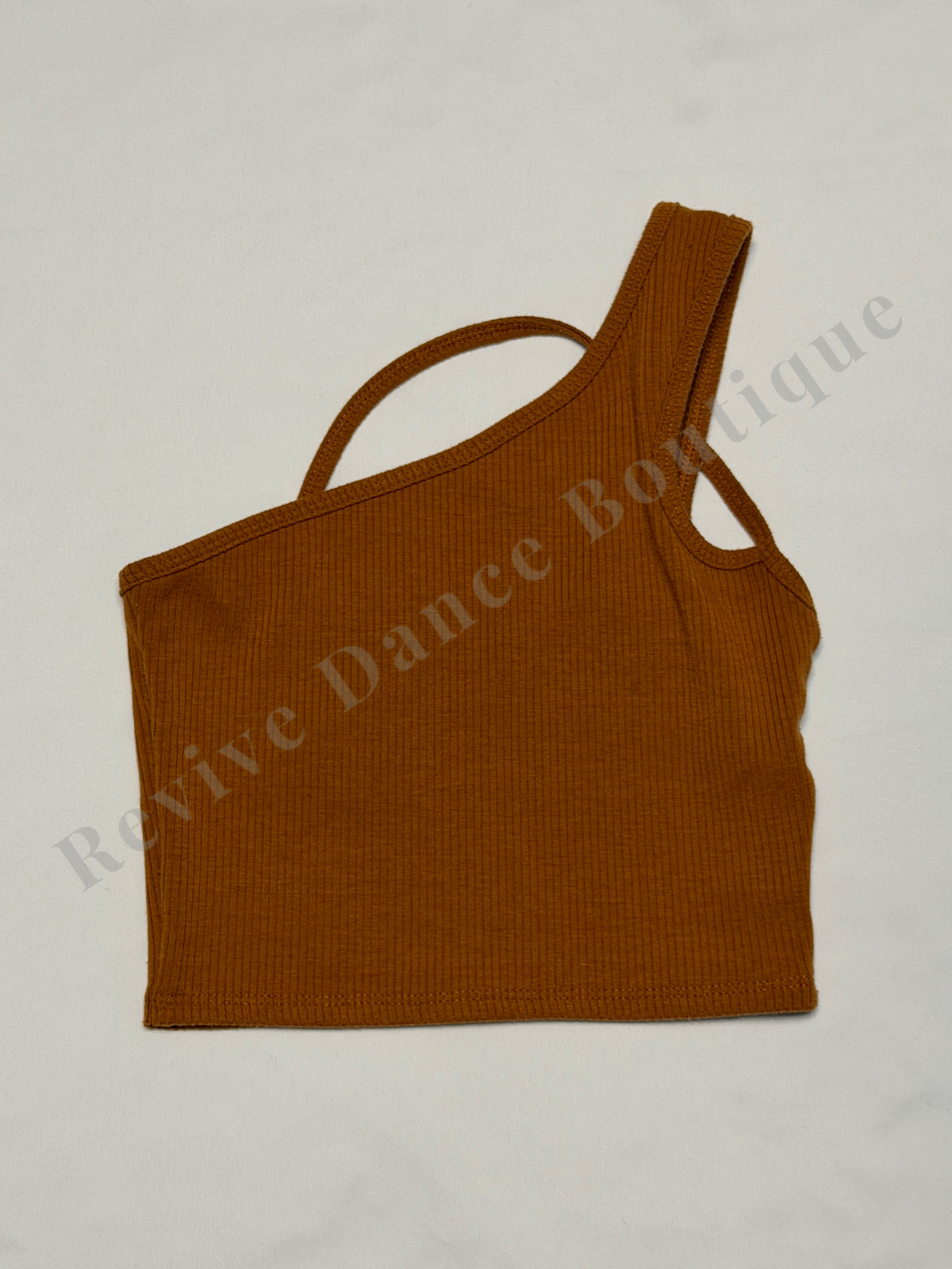 Tiger Friday Asymmetrical Ribbed Crop Top – Rust – AXS