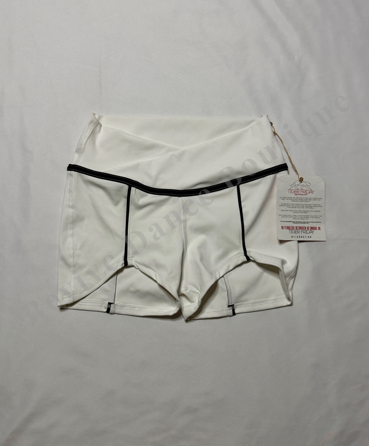 Tiger Friday Contrast-Trim Dance Shorts – White/Black – AM