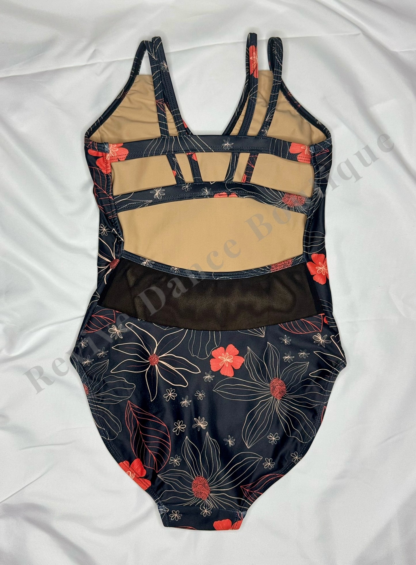 Chic Ballet by Oh La La Floral Leotard – Black/Red – Child Large (CL)