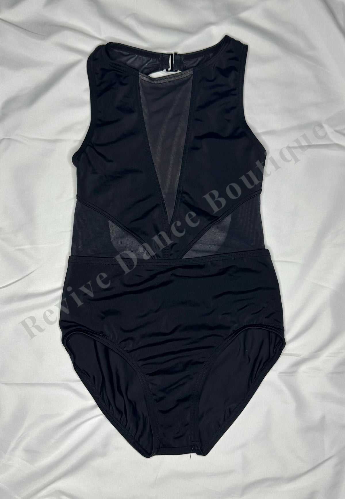 Balera Deep V Mesh Panel Leotard – Black – CM