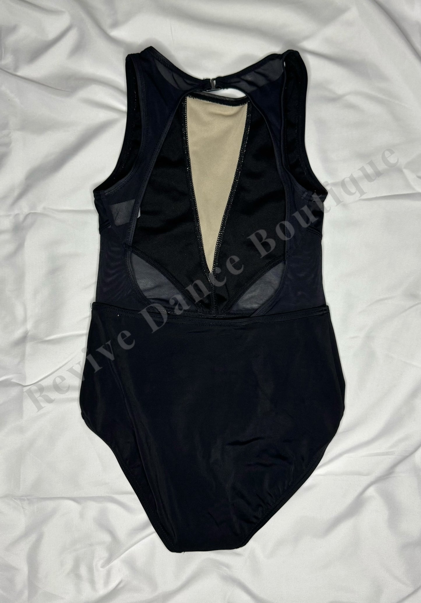 Balera Deep V Mesh Panel Leotard – Black – CM