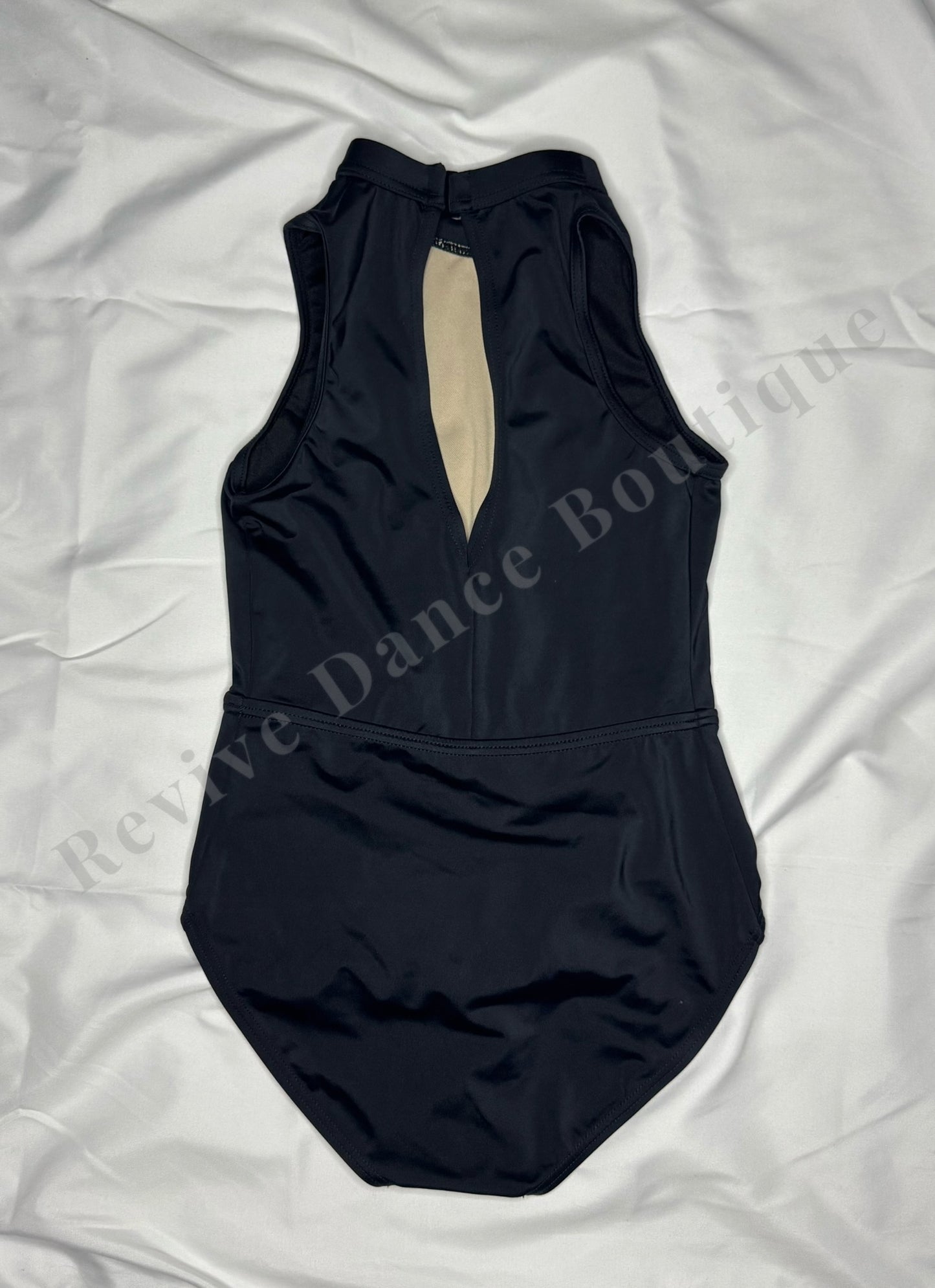 Balera Mock Neck Mesh Stripe Leotard – Black – CM