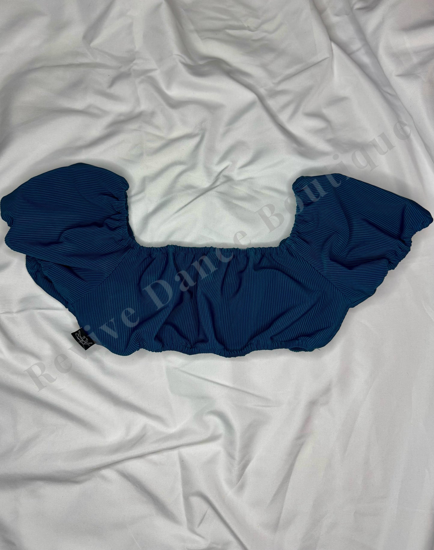 Tiger Friday Off-Shoulder Ribbed Top – Deep Teal – Adult Small (AS)