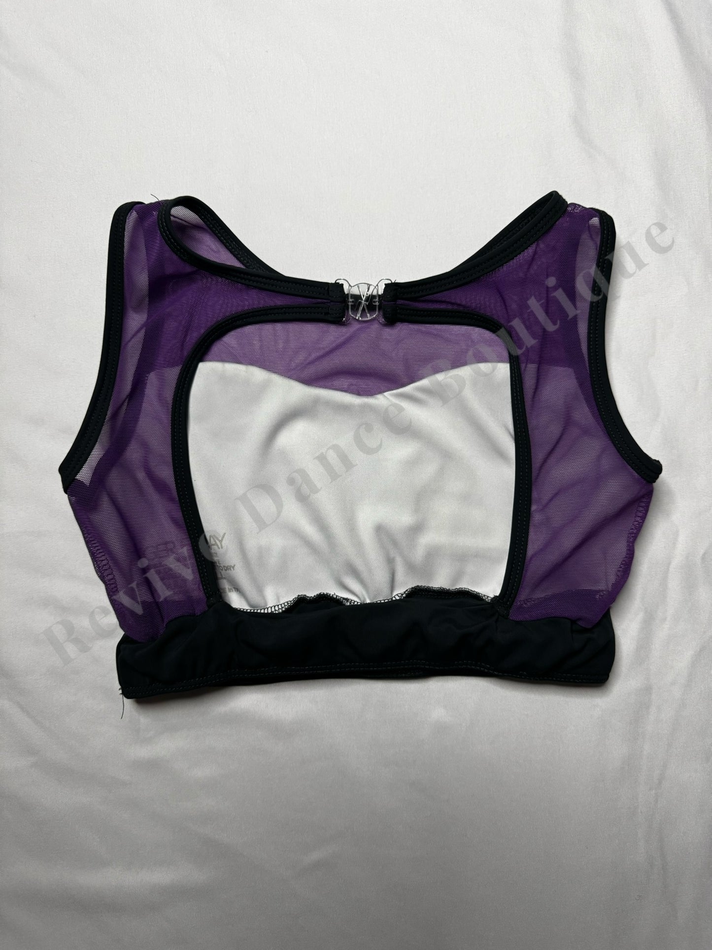 Tiger Friday Mesh Panel Crop Top – Black / White / Purple – AS