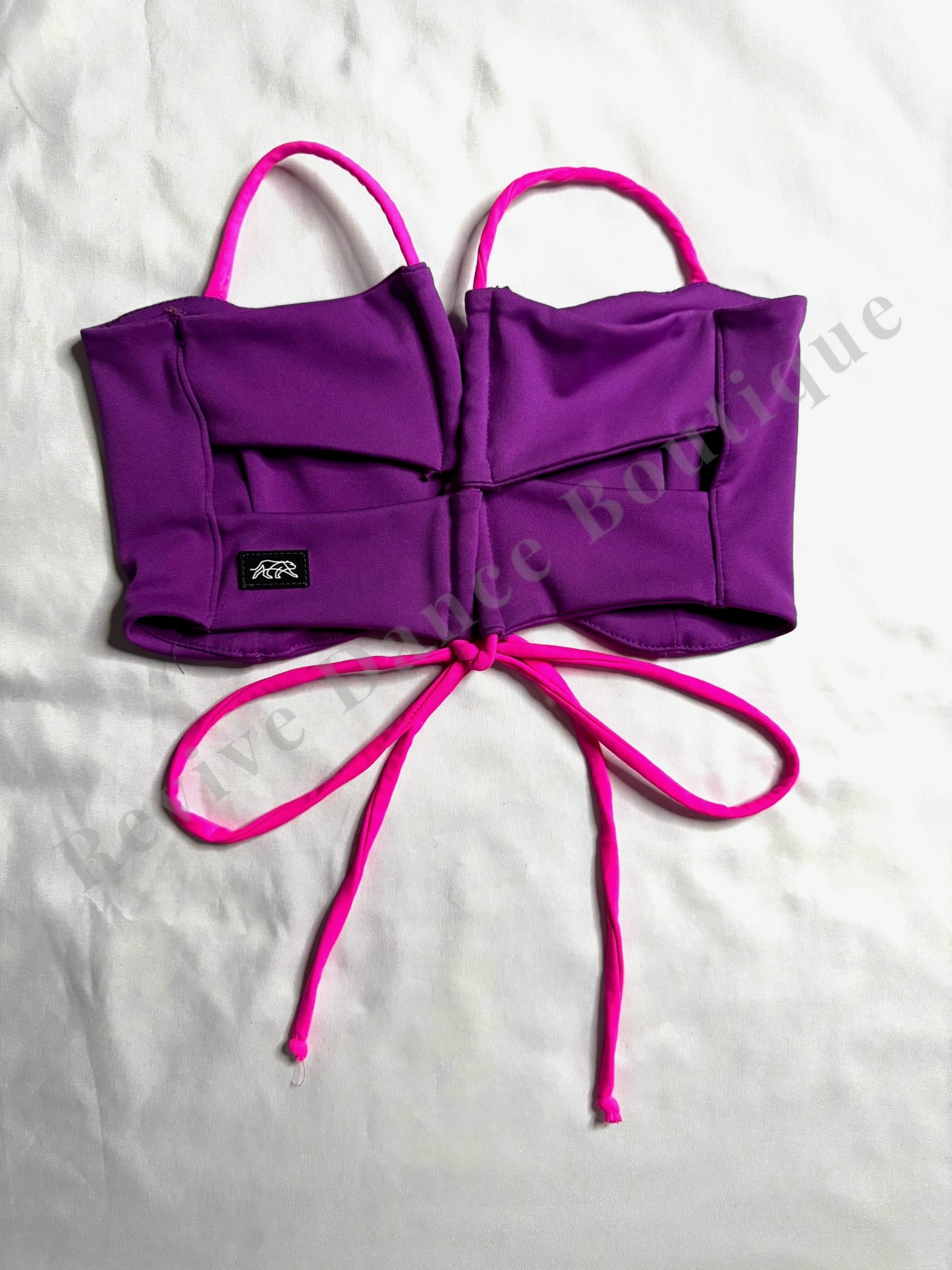 Tiger Friday Tie-Back Crop Top – Purple / Neon Pink – AS