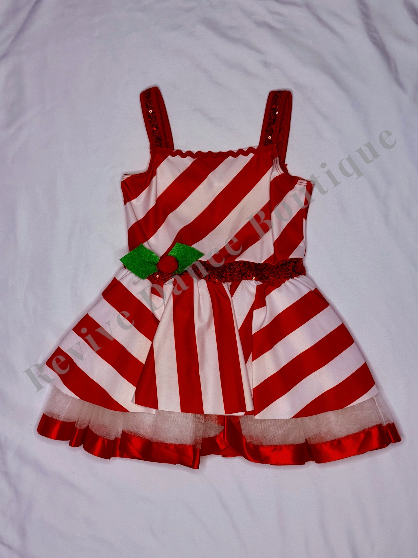 IEFIEL Candy Cane Holiday Costume – Red/White – Size CS (6)