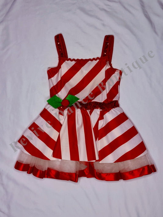 IEFIEL Candy Cane Holiday Costume – Red/White – Size CS (6)