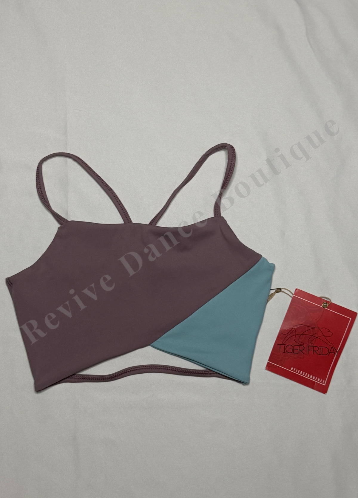 Tiger Friday Color-Block Dance Top – Mauve/Light Blue – AM