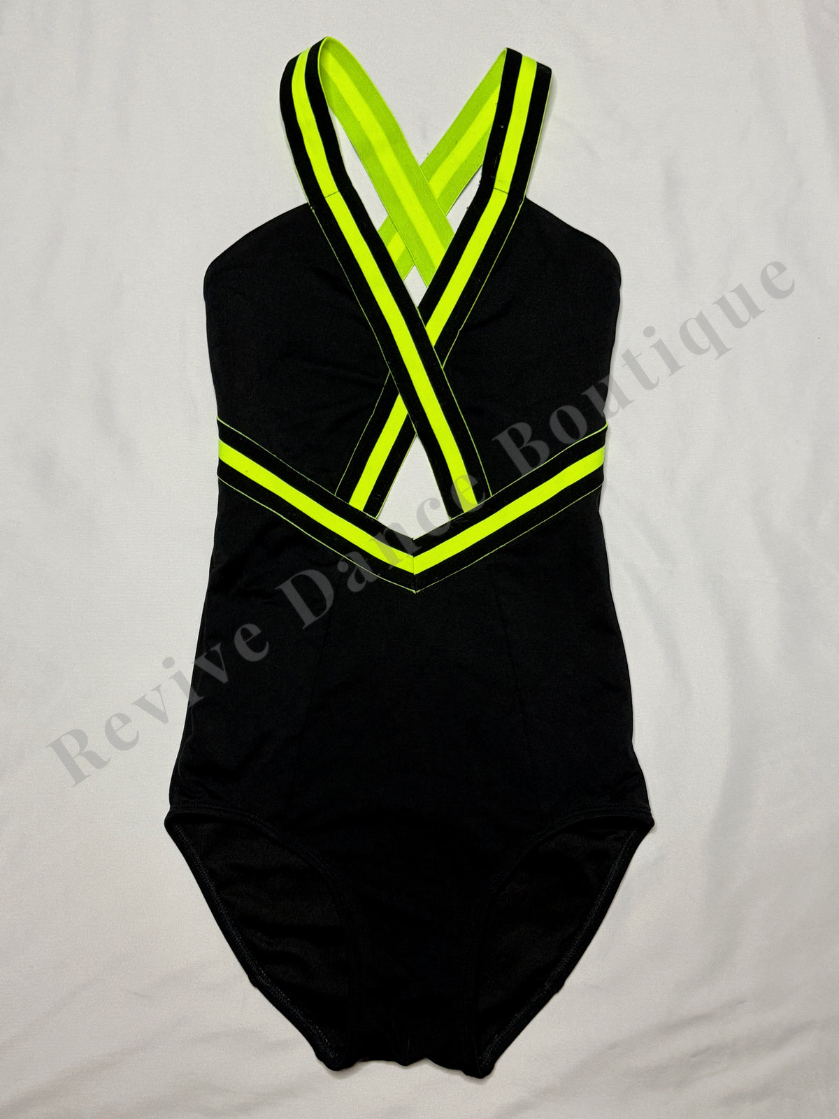 Jo+Jax Strappy Leotard – Black/Neon Green – AS