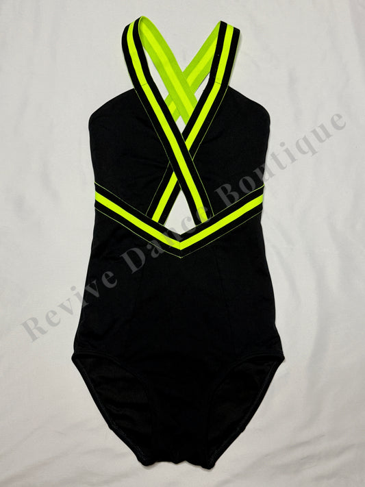 Jo+Jax Strappy Leotard – Black/Neon Green – AS