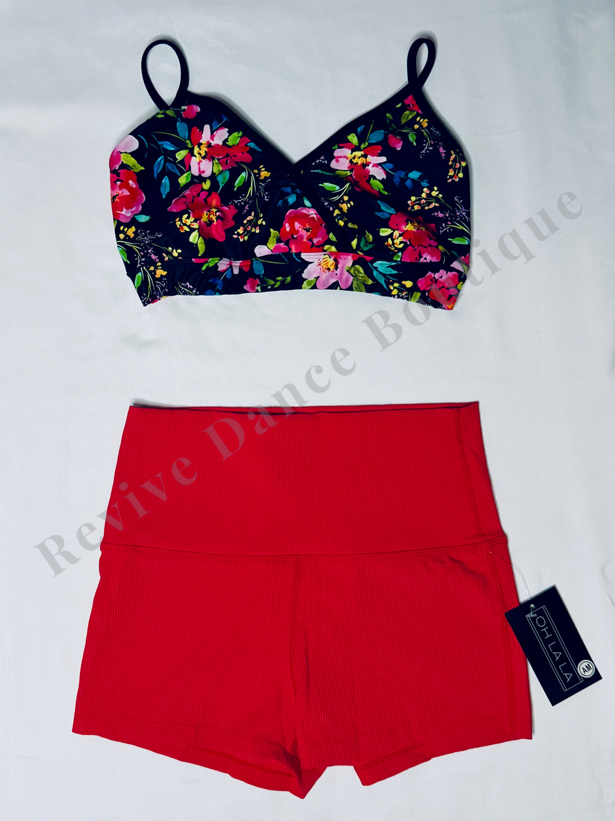 Oh La La Floral Crop Top & Red Shorts Set – AM