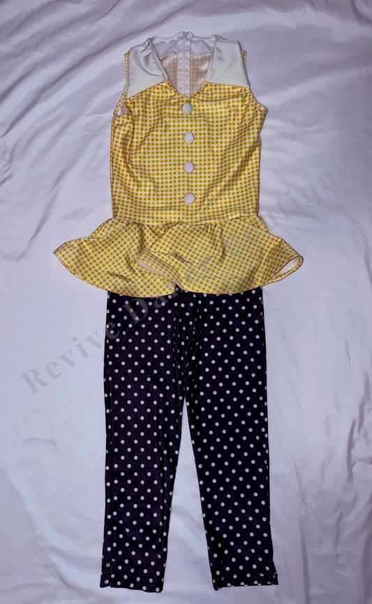 Revolution Dancewear Polka Dot Performance Costume – Yellow/Blue – CM
