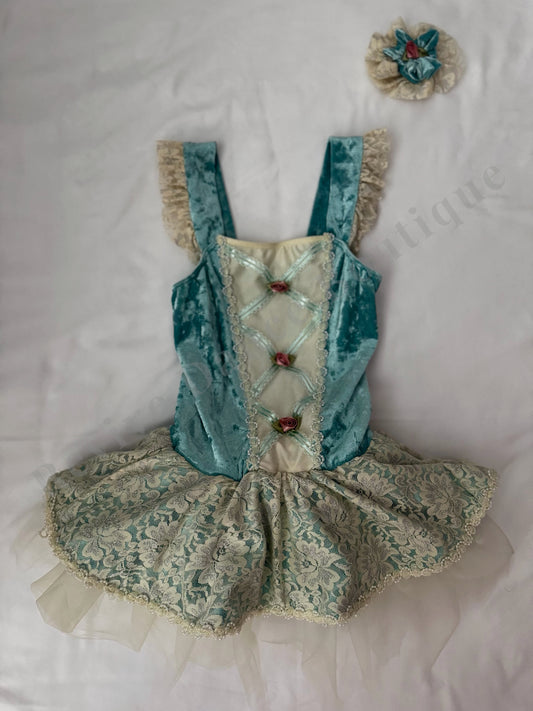 Revolution Dancewear Velvet & Lace Ballet Costume – Teal – CM
