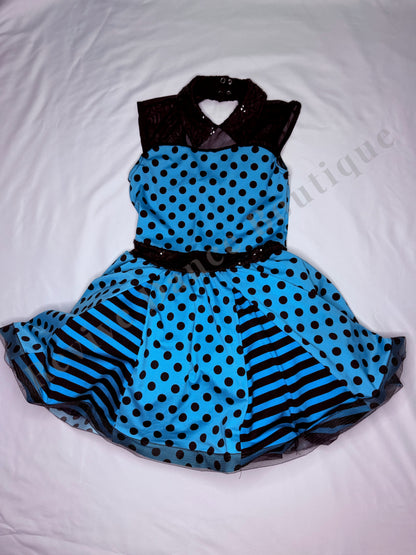 Weissman Polka Dot Performance Dress – Blue/Black – CM