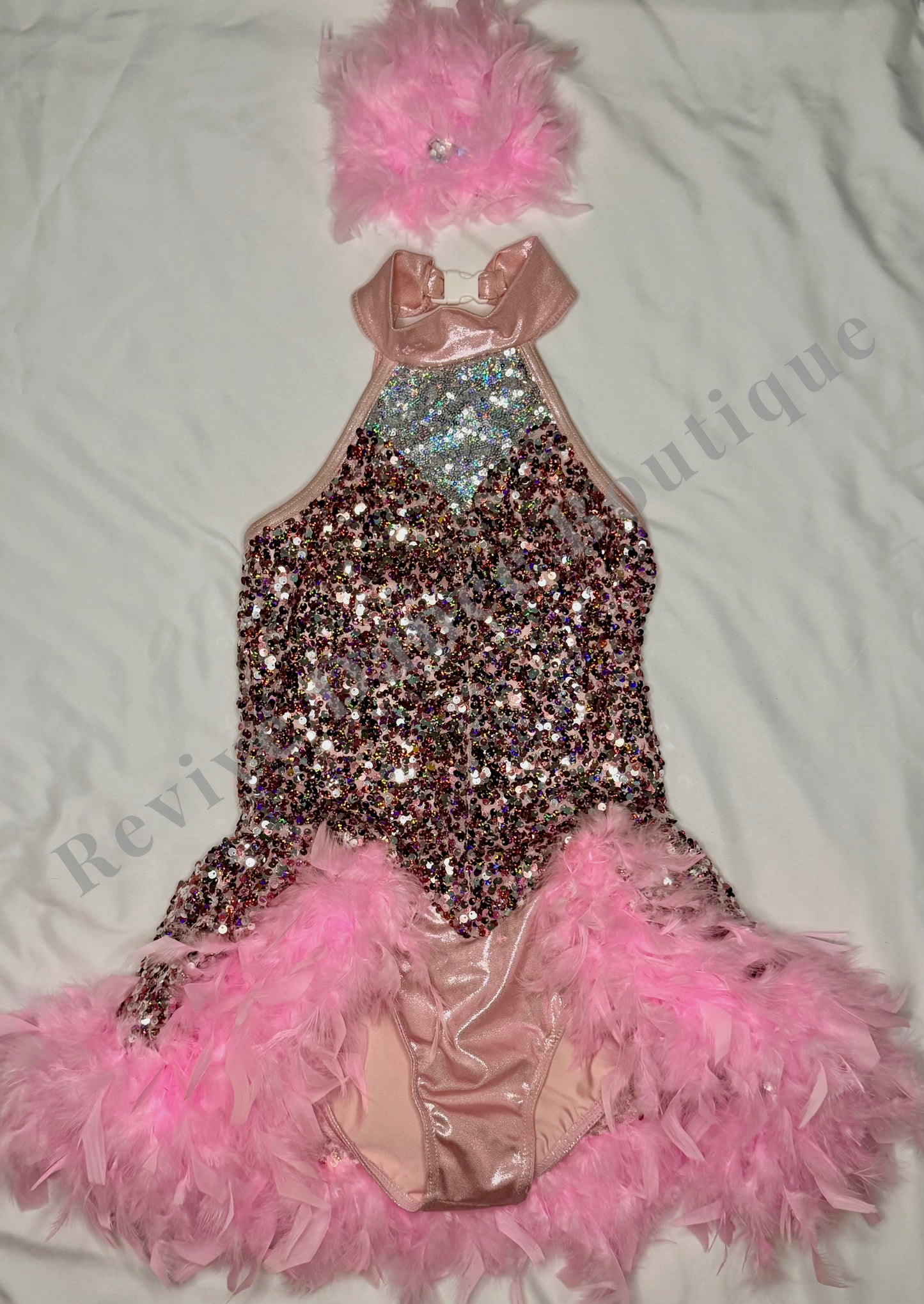 Weissman Sequin & Feather Costume – Blush Pink – CM