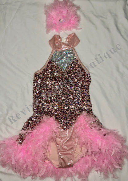 Weissman Sequin & Feather Costume – Blush Pink – CM