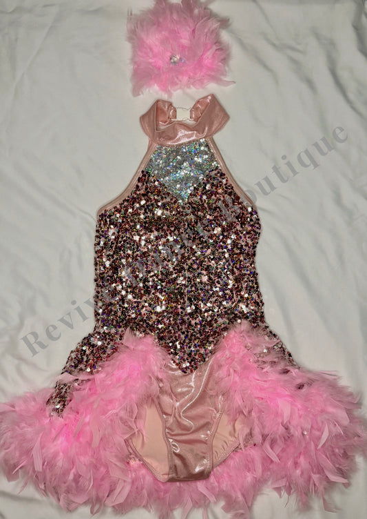 Weissman Sequin & Feather Costume – Blush Pink – CM