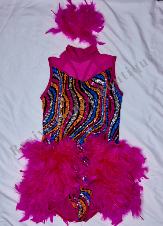 Weissman Sequin & Feather Costume – Fuchsia/Multi – CM