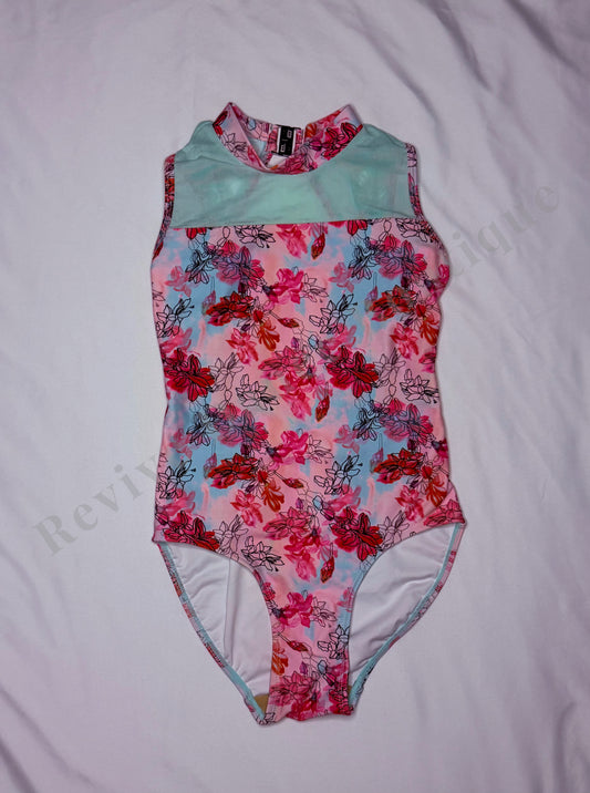 Chic Ballet Floral Mesh Leotard – Pink/Aqua – CL