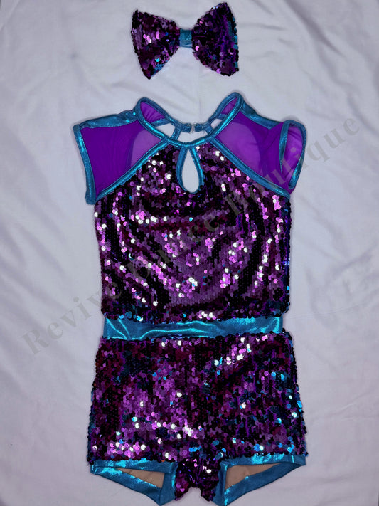 Weissman Sequin Performance Unitard – Purple/Blue – CL