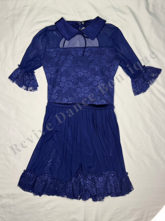 Weissman Lace & Mesh Performance Dress – Blue – CL