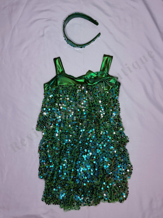 Weissman Sequin Bow Performance Dress – Green – CL