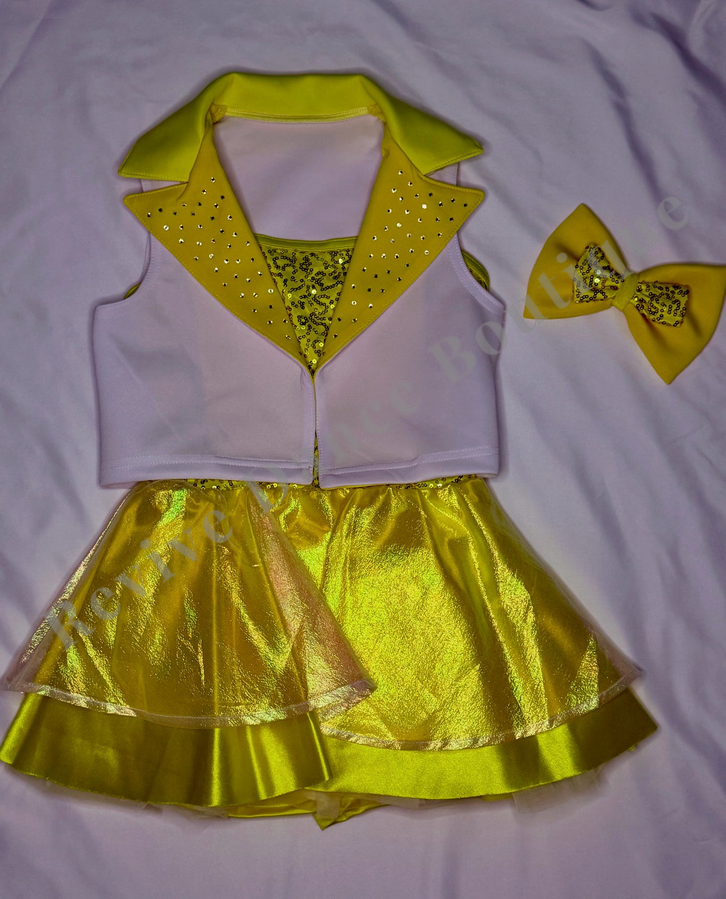 Weissman Sequin Dress with Vest – Yellow/White – CL