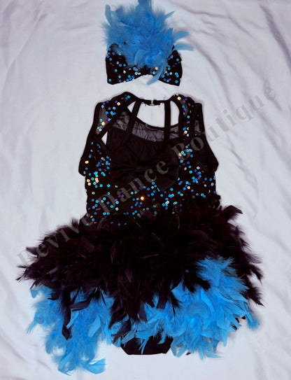 Weissman Sequin & Feather Costume – Black/Blue – CL