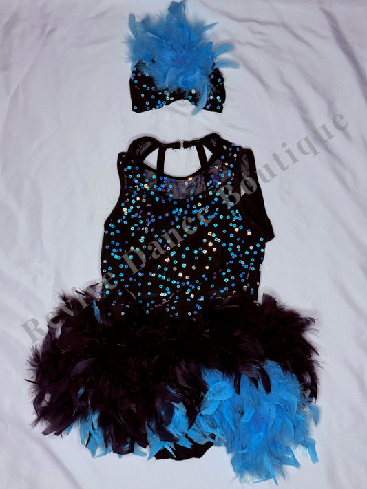 Weissman Sequin & Feather Costume – Black/Blue – CL