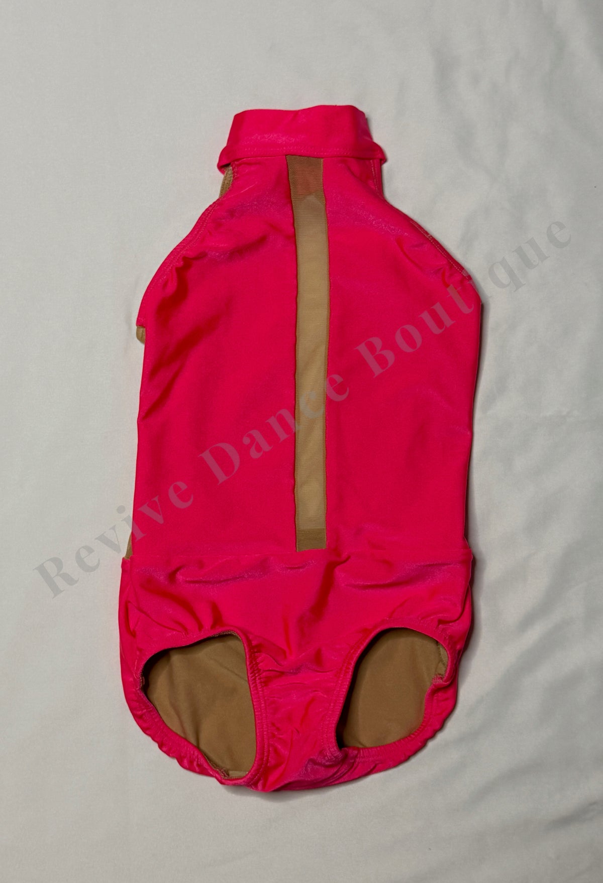 Patrick J. Mock Neck Mesh Leotard – Hot Pink – CL