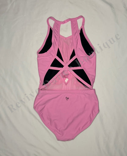Oh La La Ruffle Open Back Performance Leotard – Pink – CXL
