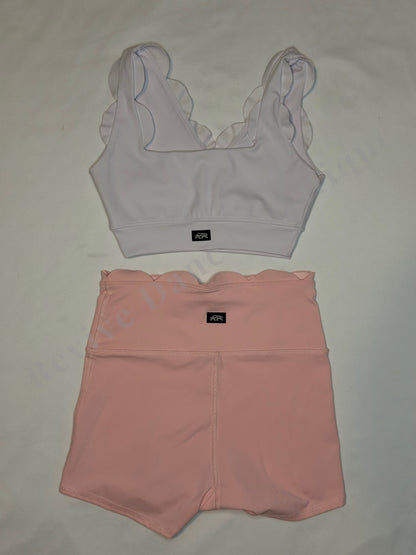 Tiger Friday Scallop Top & Shorts Set – White/Blush – AXS/AS
