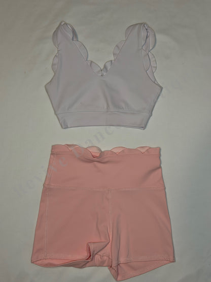 Tiger Friday Scallop Top & Shorts Set – White/Blush – AXS/AS