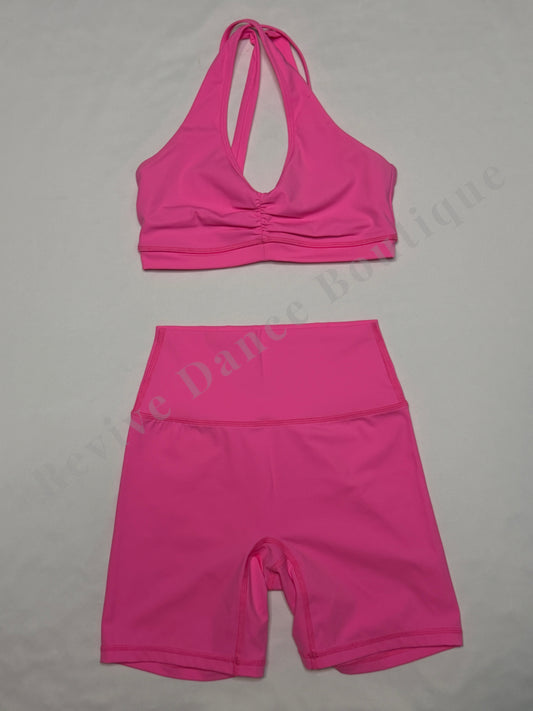 Cloud 9 Halter Top & Biker Shorts Set – Pink – AXS