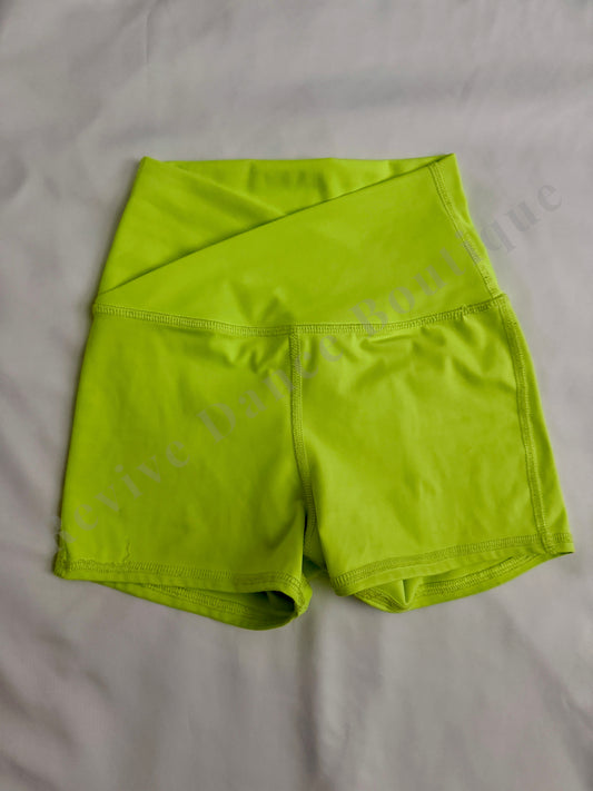 Tiger Friday Crossover Waist Dance Shorts – Neon Lime – AXS