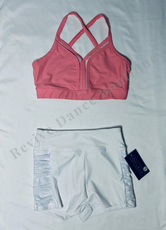 Oh La La Pink Crop Top & White Ruffle Shorts Set – AM/AS