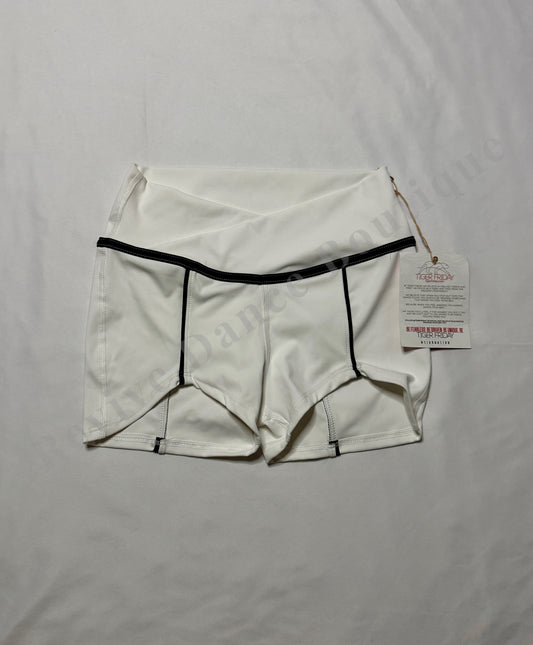 Tiger Friday Contrast-Trim Dance Shorts – White/Black – AM