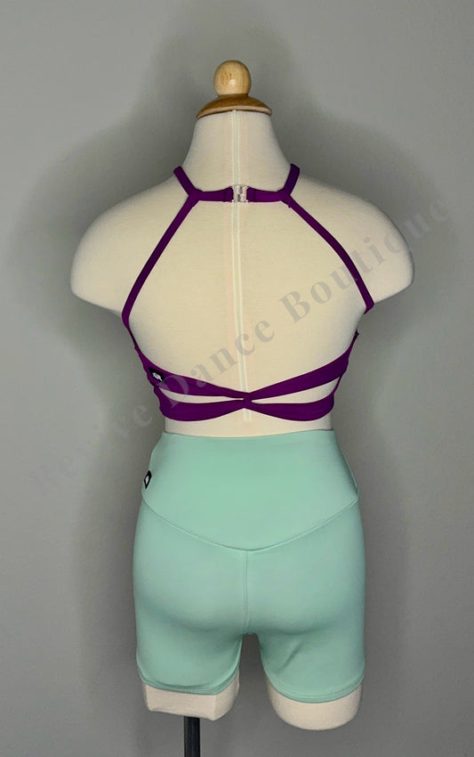 Tiger Friday Orbital Crop Top + Shorts – Purple & Mint (Adult XS / AXS)
