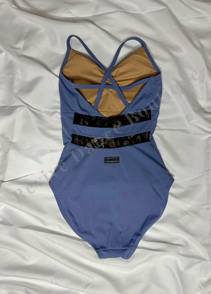 Oh La La Strappy Lace Panel Leotard – Slate Blue/Cornflower – Child XL (CXL)