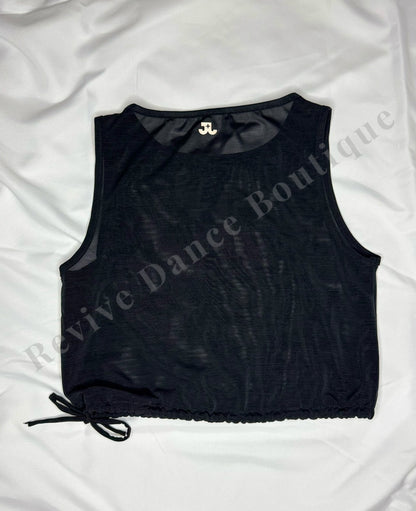 Jo+Jax Sheer Mesh Crop Top – Black – Child Large (CL)